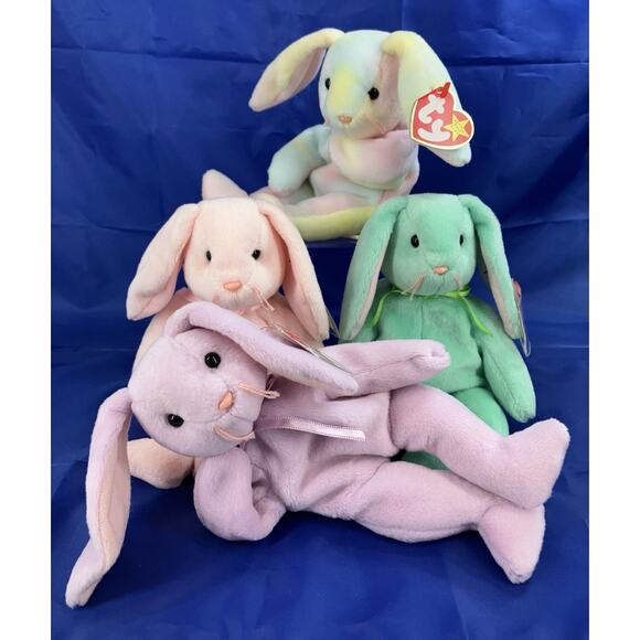 Ty Beanie Babies Bunny Bundle (4pcs) Hippie, Hippity, Hoppity, And Floppity. - Picture 1 of 16